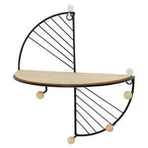 Decorative Geometric Wood Wall Shelves Metal Storage