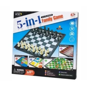 Family Chess Set – Chess, Ludo, Snakes & Ladder, Checkers 5 in 1 Board Game