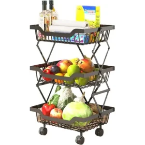 Foldable Storage Rack 3 Layer with Trolley