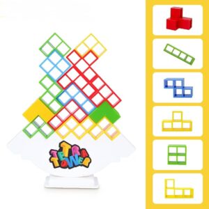 Tetra Tower Stacking Game, Building Blocks Game 64 Pieces